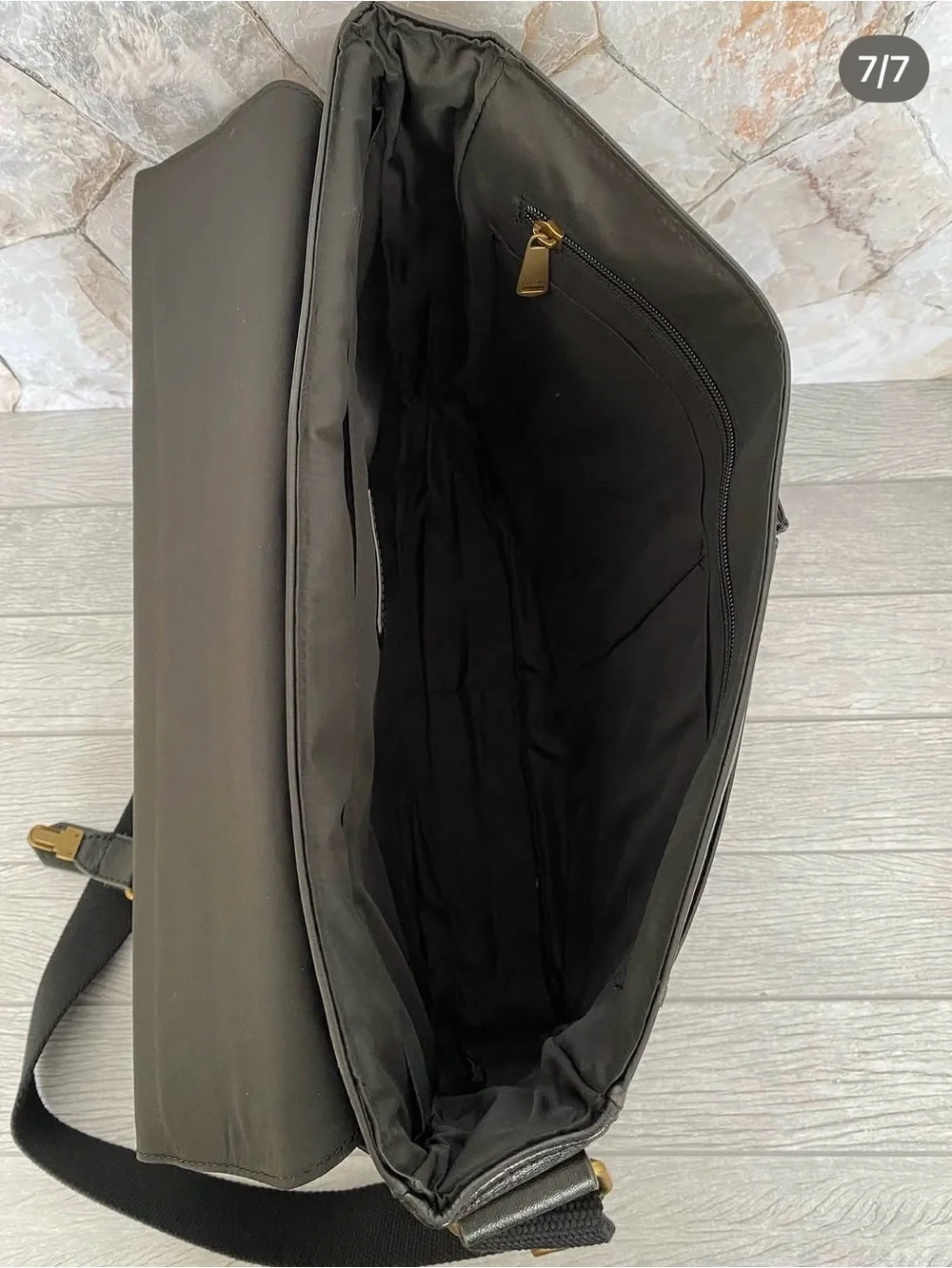 Fossil Black Leather Double-Buckle Messenger Bag
